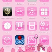 iphoneの背景画像とテーマ：<br />Hello KittyVer.とLeopard Ver.